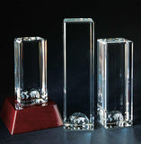 Atlas World Tower Crystal Award, customizable with texts and logos, engraved crystal globe award