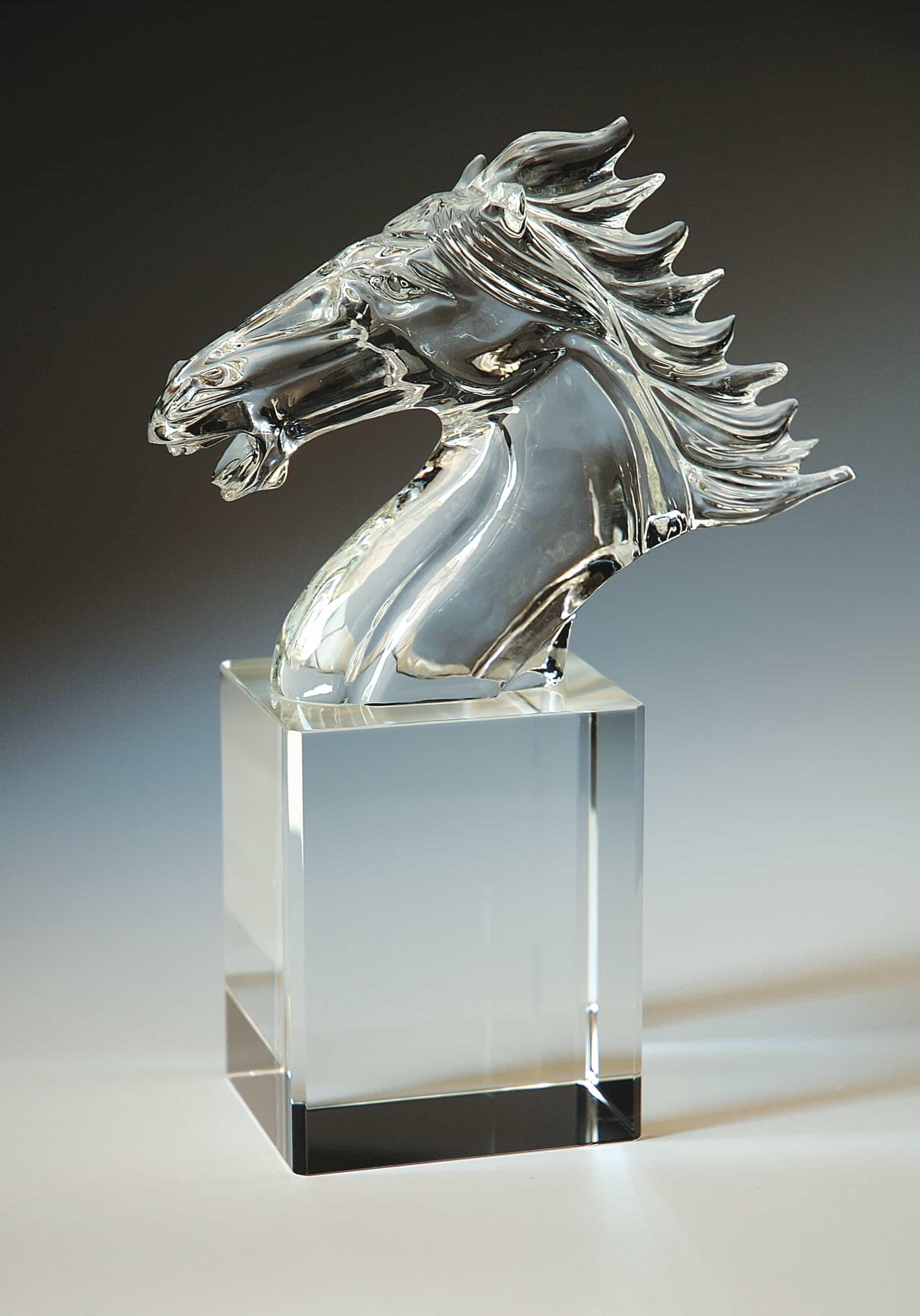 Horse Crystal Award, customizable with logos and text, high quality horse crystal statue, Ares Crystal Award