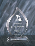 customizable Apollo Torch Crystal Award with crystal base, add logos and text