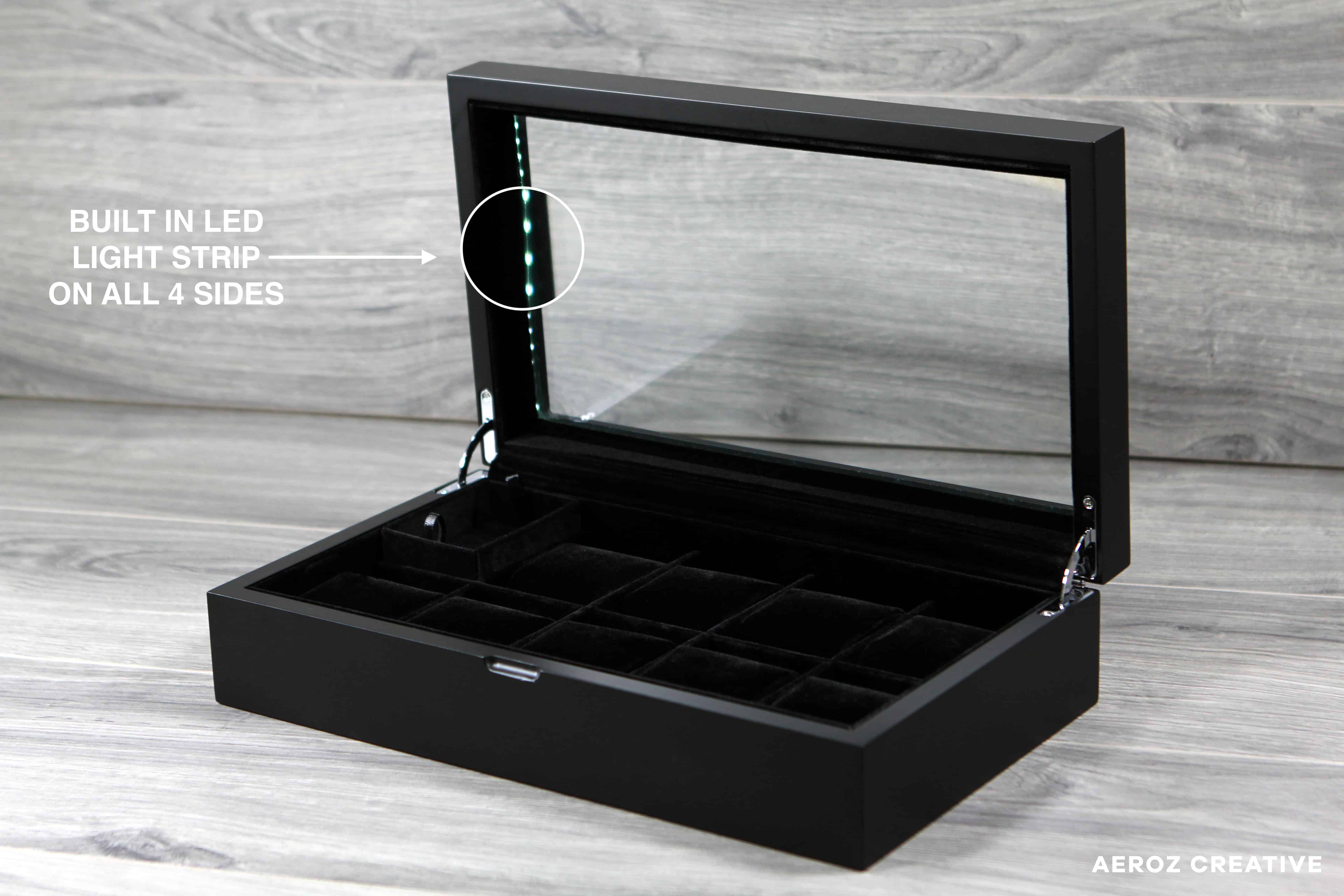 Custom engraved led watchbox , custom watch box