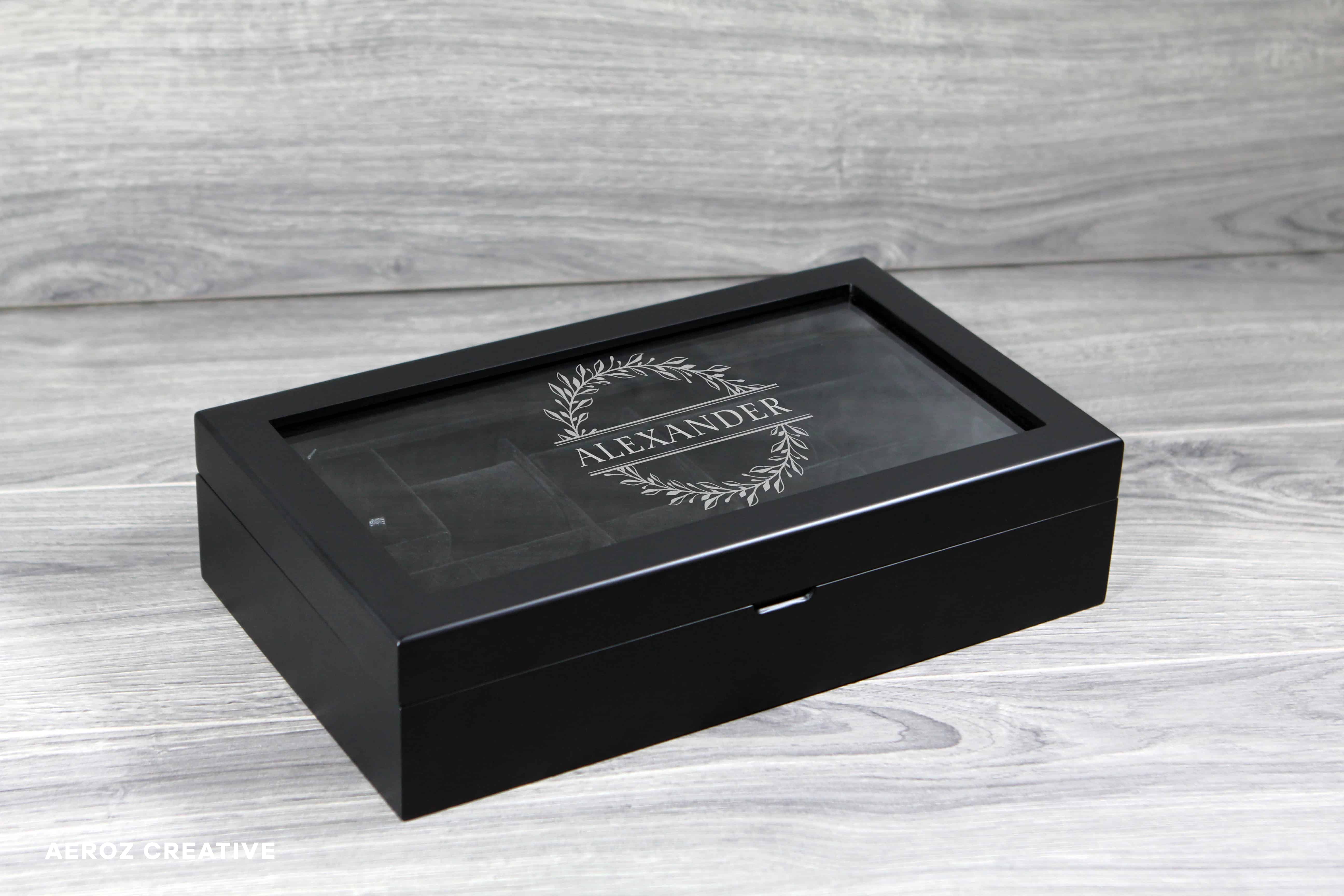 custom watch box , custom engraved watch box , custom engraved led watch box