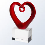 art glass, art glass crystal awards, custom crystal awards, custom awards, abstract awards, glass art, heart award, heart glass