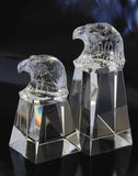 Crystal eagle award, eagle head on crystal base clear glass customizable with texts and logos