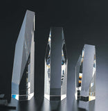 elite hexagon tower crystal award, hexagon shaped tower made for clear glass crystal, great for corporate gifts and events