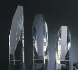 luxe octagon tower award, clear glass crystal tower octogon shape award customizable with texts and logos