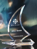 Crystal Award, Corporate Crystal Award, sailboat award , crystal sail boat award, boating award