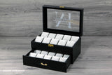 20 slot watch storage case with custom engraved glass