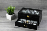 personalized watch box engraved with name on top, fathers day gift, holds 20 watches