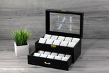 Halifax 20 slot watch box, custom engraved watch case with 20 velvet pillows and gold hardware