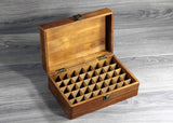 essential oil storage container made from wood holds 40 bottles